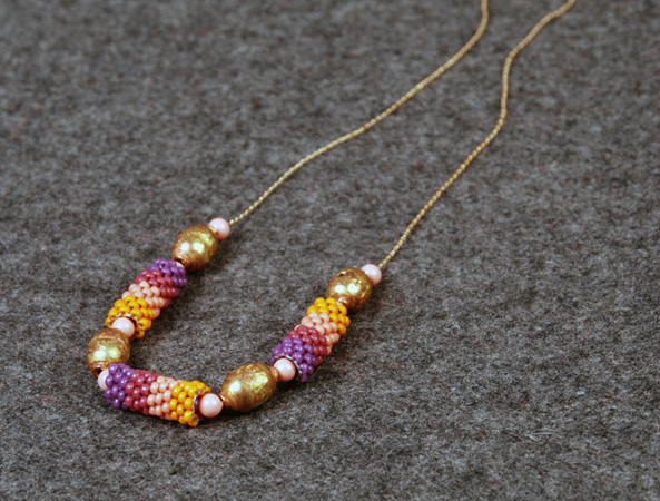 Finished Necklace with Peyote Stitch Beads